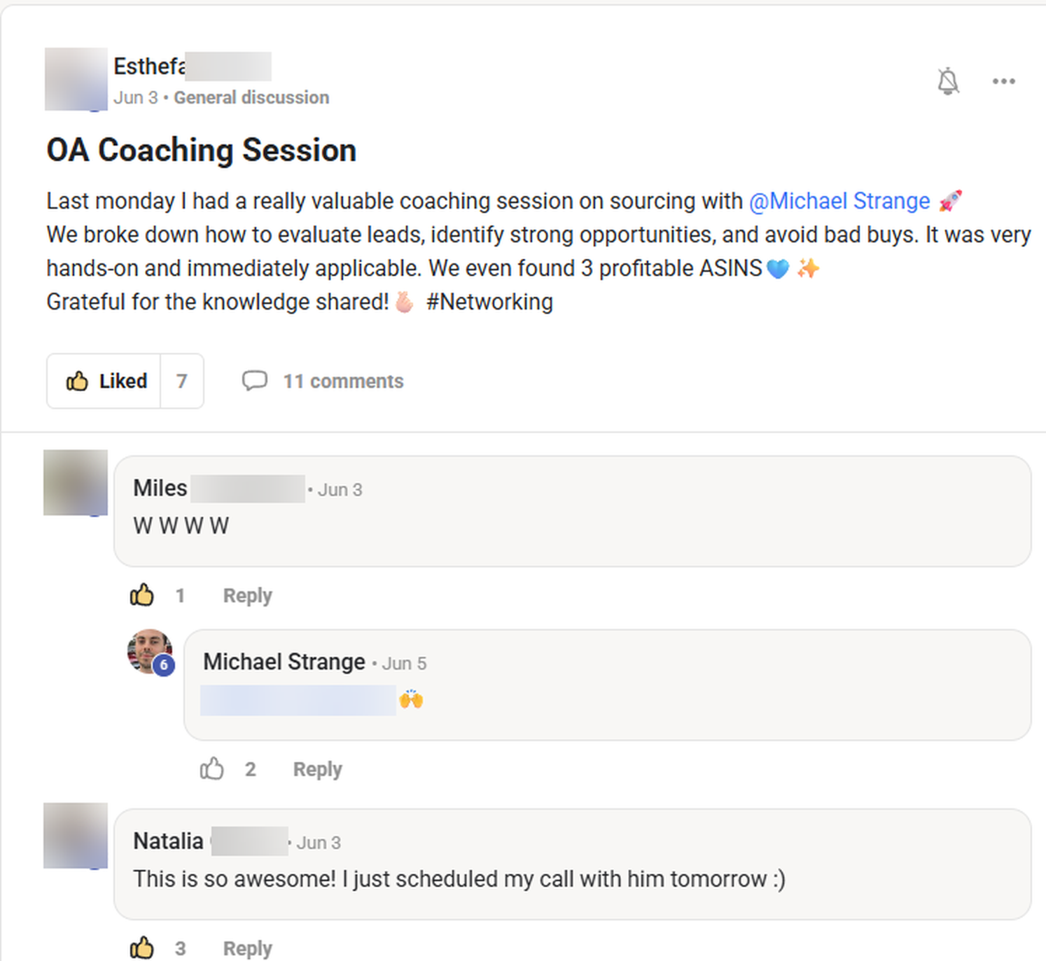 Public Skool post about a coaching session